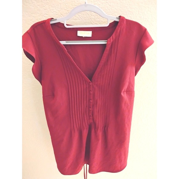 Modcloth Tops - 💖ModCloth Boho Burgundy Peasant V-Neck Flutter Sleeve Top fairy core preppy